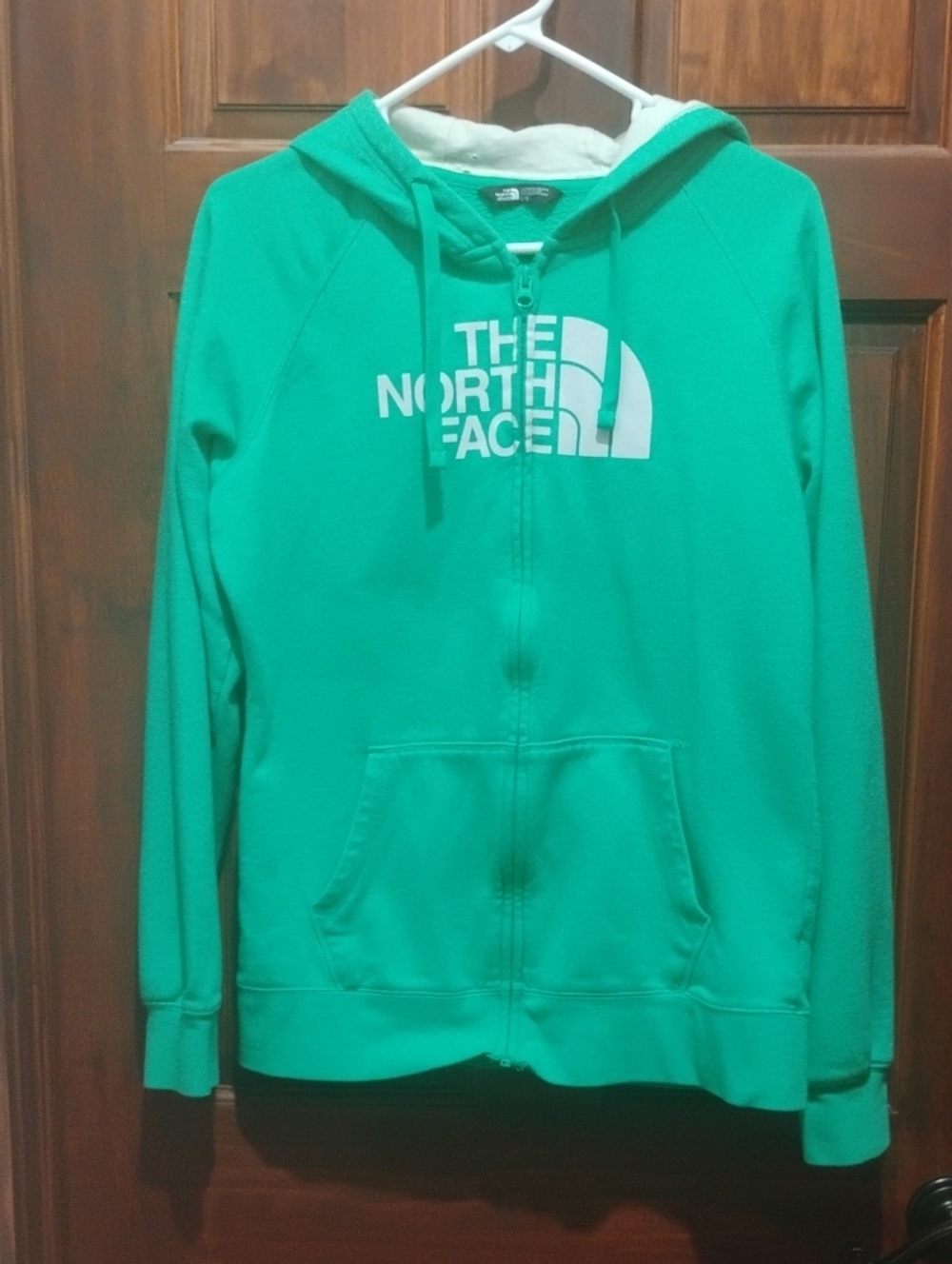 The North Face Teal Green Full-Zip Hoodie with White Logo